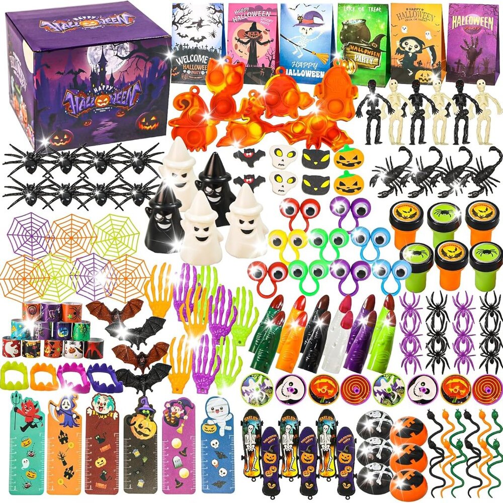 306 PCS Colorful Halloween Toys - Ideal Classroom Prizes and Party Giveaways